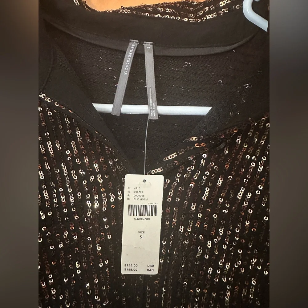 NWT Remie Black Sequin button down - Picture 6 of 9